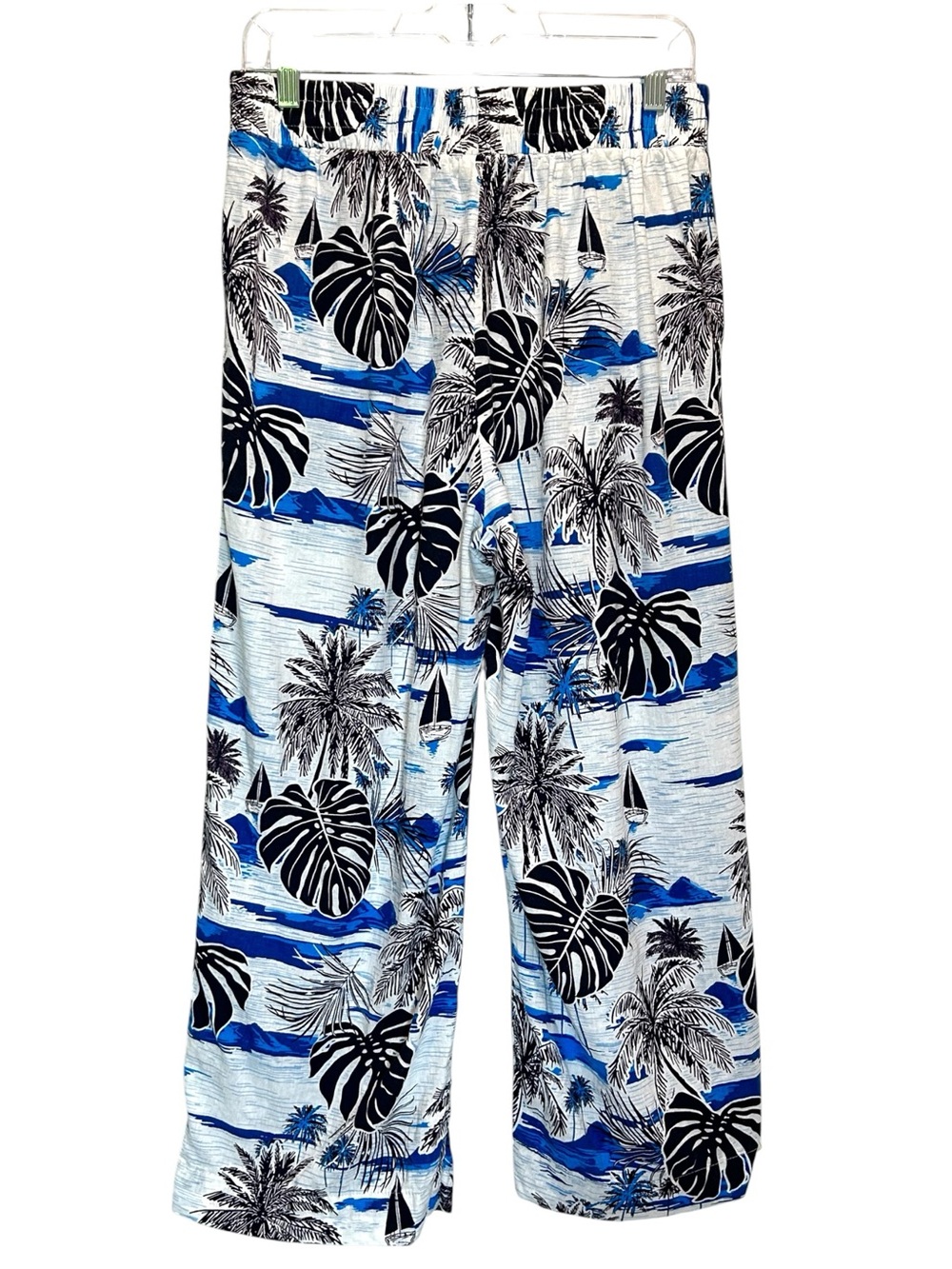 C & C California Linen Blend Beach Theme Wide Leg Pull-up Pants - Large - Picture 2 of 8